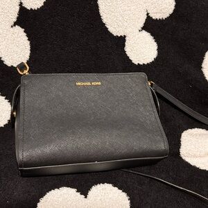 Michael Kors Black Crossbody Bag with Gold-Tone Hardware